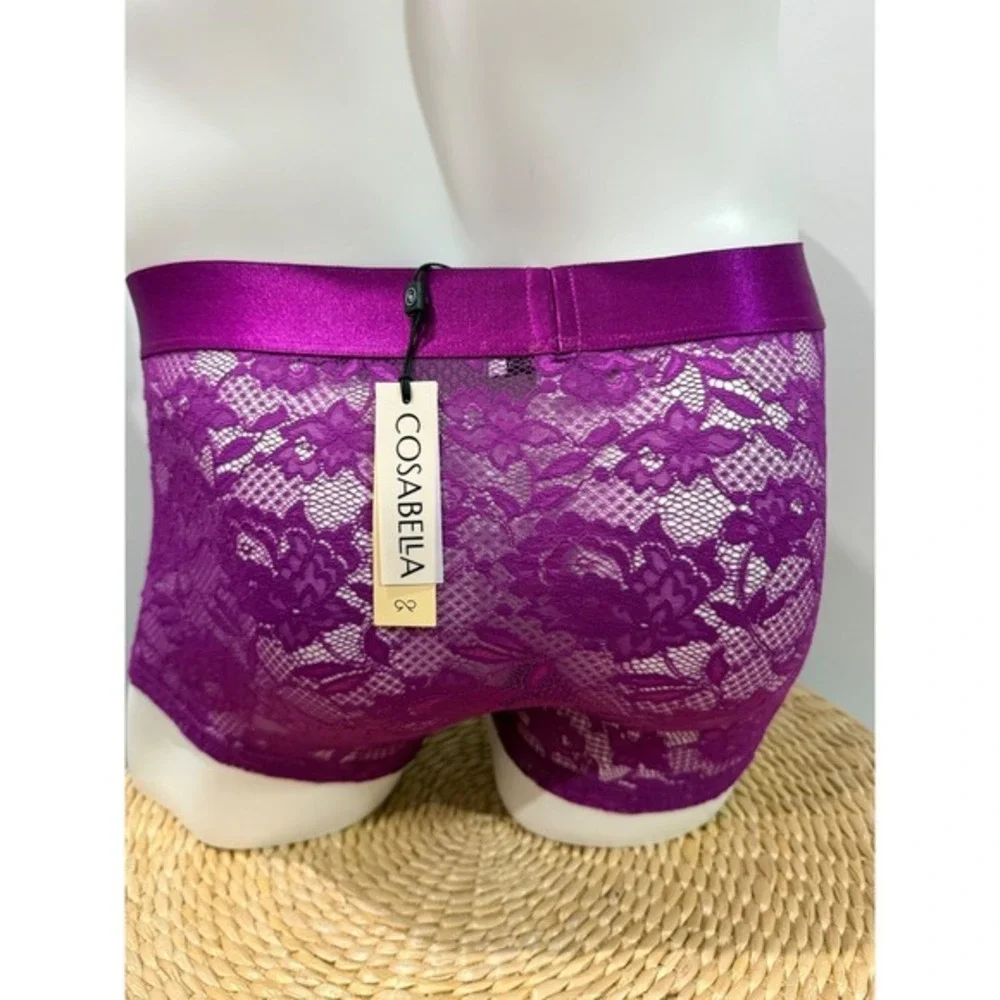 Cosabella Never Say Never Lace Classic Trunk Boxer Brief Swiss Beet size L NWT